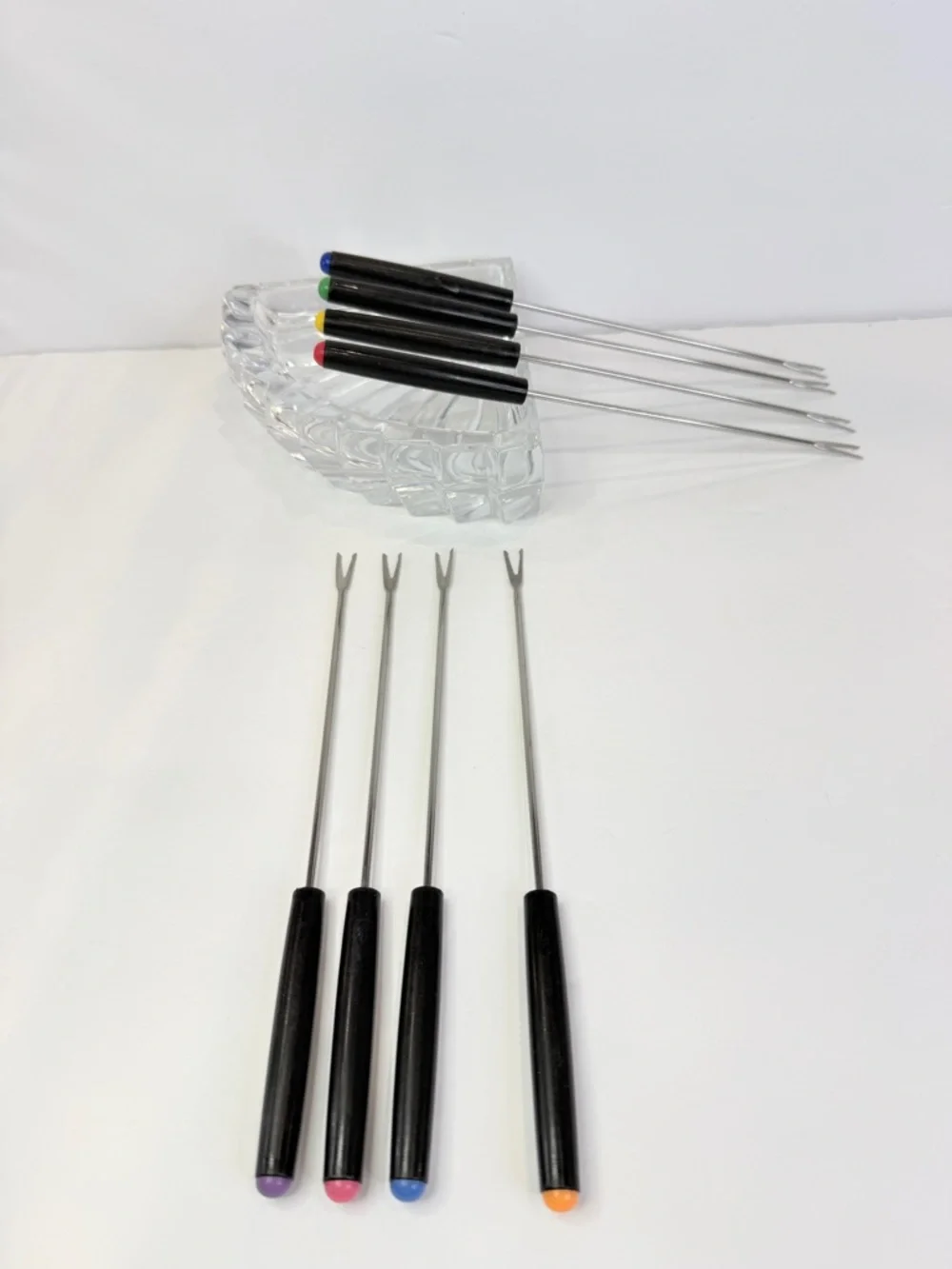 9” 🔥 Vintage Fondue Fork Set 8pc Long Handle Skewers Retro Entertaining